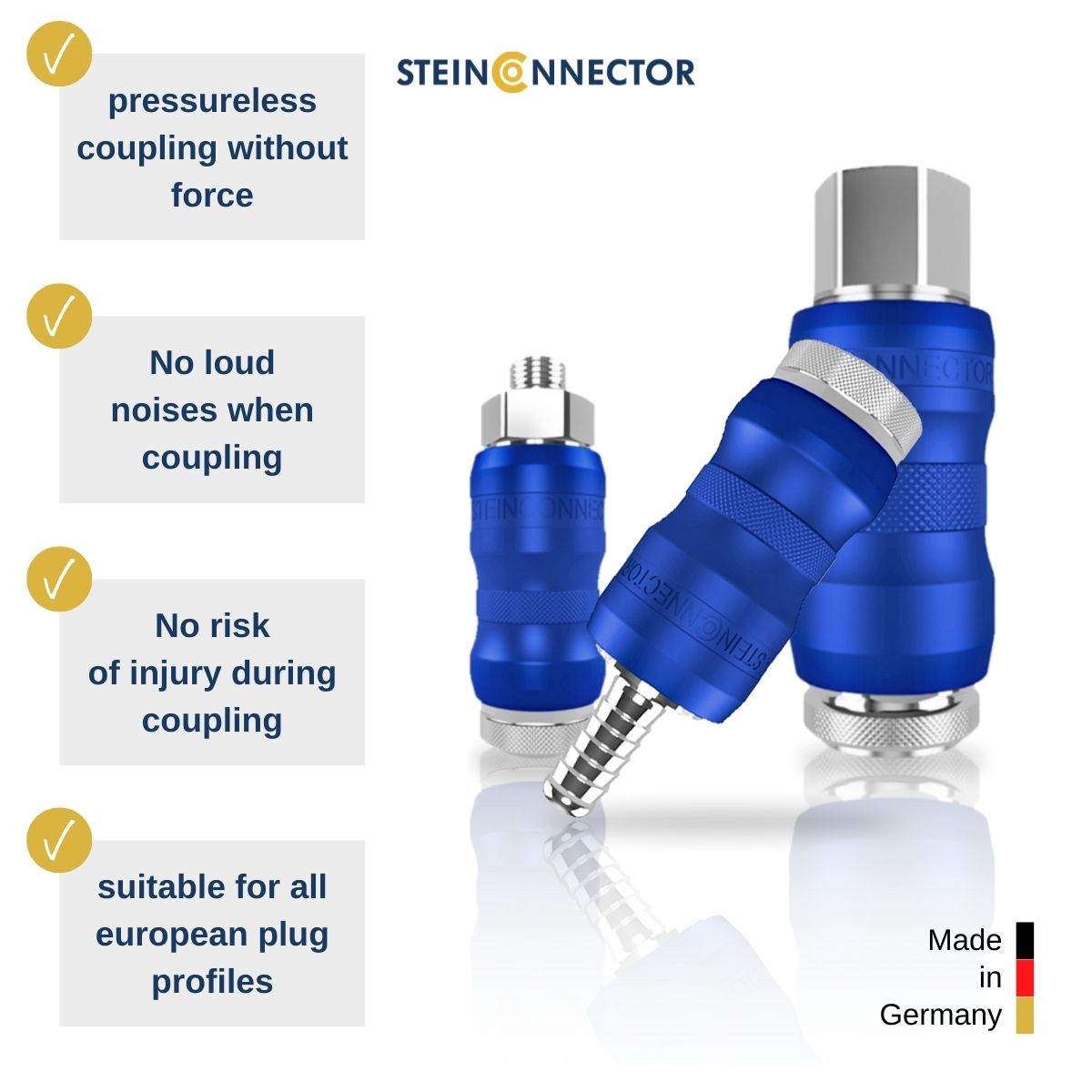 shut-off compressed air connection with check valve pneumatic quick coupling shut-off compressed air coupling shut-off made in germany premium quality