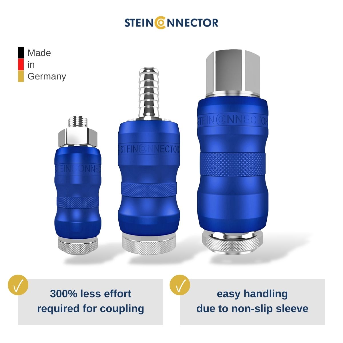 steinconnector bitec coupling for easy connection and disconnection of compressed air lines without hose impact or whiplash effect shut-off premium compressed air connections series 090.f 122.f 123.f 125.f 152.f safety couplings